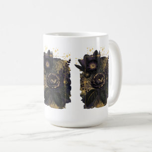Dark Magical Floral Bouquet in Golden Frame Kaffeetasse