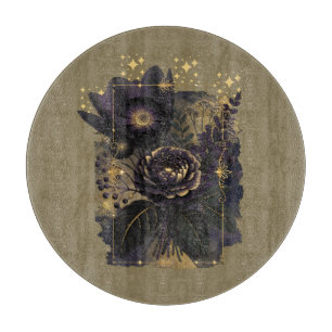 Dark Magical Floral Bouquet in Golden Frame Schneidebrett
