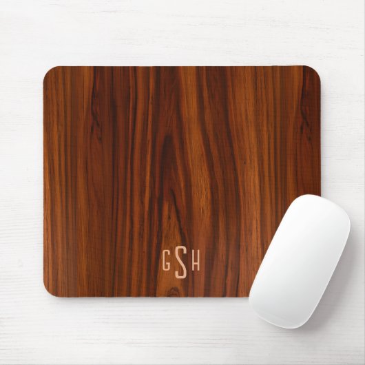 Dark Mahogany Wood Texture, Monogram Mousepad (Mit Mouse)