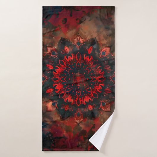 Dark Mandala - Boho Gothic-Geschenk Badhandtuch Set (Badehandtuch)