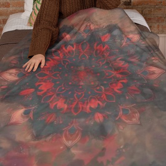 Dark Mandala - Boho Gothic-Geschenk Fleecedecke