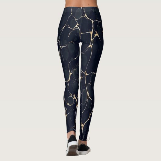 Dark Marble Pattern Abstract Alcohol Ink Style 1 Leggings (Rückseite)