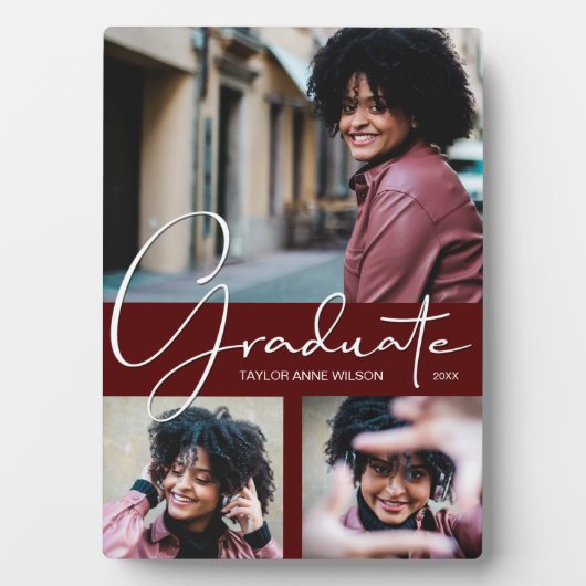 Dark Maroon Abschluss FotoCollage Fotoplatte (Vorderseite)
