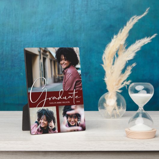 Dark Maroon Abschluss FotoCollage Fotoplatte (Seite)