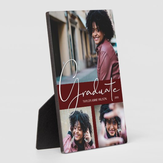 Dark Maroon Abschluss FotoCollage Fotoplatte (Seite)