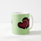 Dark Maroon Double Crosshatch Hearts Kaffeetasse (VorderseiteRechts)
