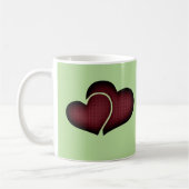 Dark Maroon Double Crosshatch Hearts Kaffeetasse (Links)