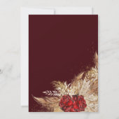 Dark Maroon Floral Boho Watercolor Wedding Einladung (Rückseite)