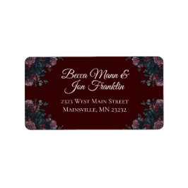 Dark Maroon Mauve Gothic Elegant Wedding Adressaufkleber