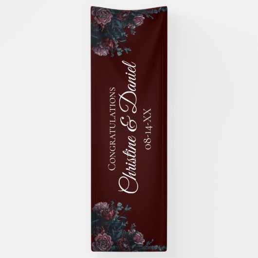 Dark Maroon Mauve Gothic Elegant Wedding Banner (Vertikal)