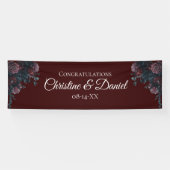 Dark Maroon Mauve Gothic Elegant Wedding Banner (Horizontal)