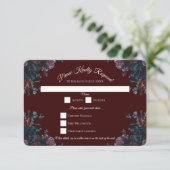 Dark Maroon Mauve Gothic Elegant Wedding Einladung (Stehend Vorderseite)