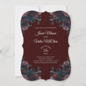 Dark Maroon Mauve Gothic Elegant Wedding Einladung (Vorderseite)
