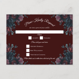 Dark Maroon Mauve Gothic Elegant Wedding Feiertagspostkarte