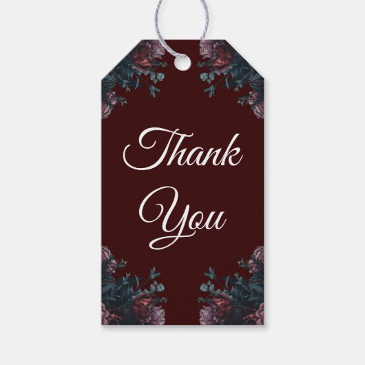 Dark Maroon Mauve Gothic Elegant Wedding Geschenkanhänger (Vorderseite)