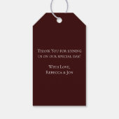 Dark Maroon Mauve Gothic Elegant Wedding Geschenkanhänger (Rückseite)