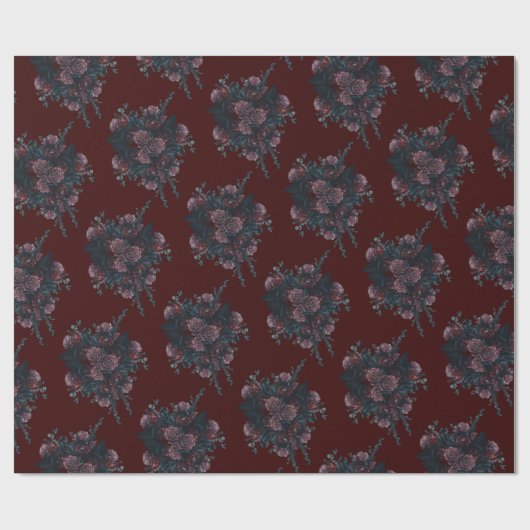 Dark Maroon Mauve Gothic Elegant Wedding Geschenkpapier (Flach)