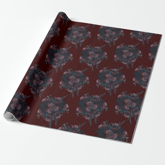 Dark Maroon Mauve Gothic Elegant Wedding Geschenkpapier (Ungerollt)