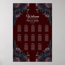 Dark Maroon Mauve Gothic Elegant Wedding Poster