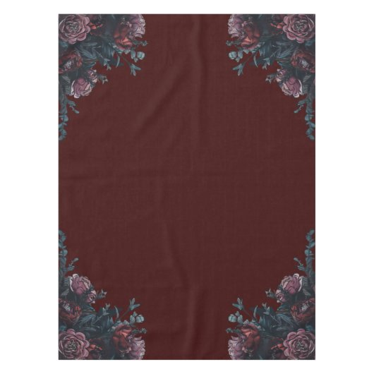 Dark Maroon Mauve Gothic Elegant Wedding Tischdecke (Vorderseite)