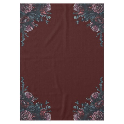 Dark Maroon Mauve Gothic Elegant Wedding Tischdecke (Vorderseite)