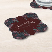 Dark Maroon Mauve Gothic Elegant Wedding Untersetzer (angewinkelt)