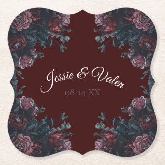 Dark Maroon Mauve Gothic Elegant Wedding Untersetzer