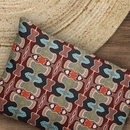 Dark Maroon Red Orange Aquamarin Blue Green Tribe  Kissenbezug