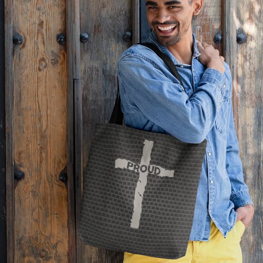 Dark Masculine Proud Christlicher Cross Metal Ston Tasche