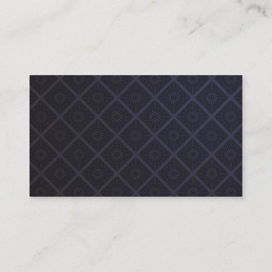 Dark Matte Mandala Diamond Tile Pattern QR Code Visitenkarte (Rückseite)