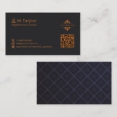 Dark Matte Mandala Diamond Tile Pattern QR Code Visitenkarte (Vorne/Hinten)