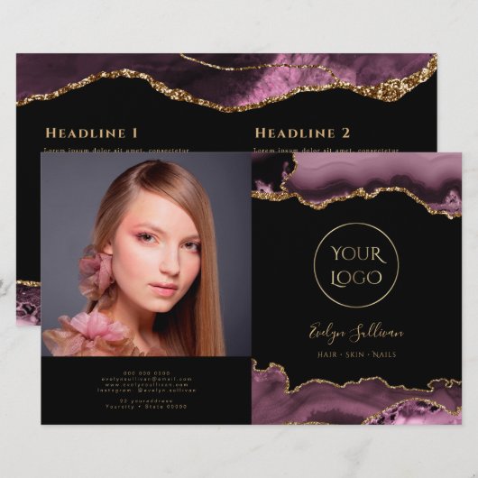 Dark-mauve-Agate-Broschüre (Vorne/Hinten)