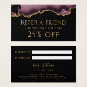 Dark mauve and gold agate referate card (Vorne & Hinten)