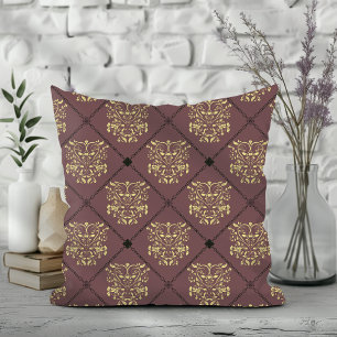 Dark Mauve Diamond Damask Muster Kissen