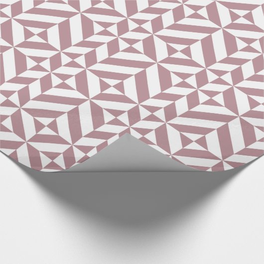 Dark Mauve Geometric Deko Cube Pattern Geschenkpapier (Ecke)