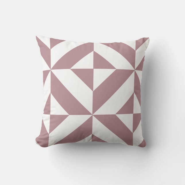 Dark Mauve Geometric Deko Cube Pattern Kissen (Vorderseite)