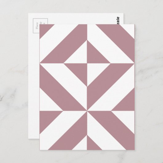 Dark Mauve Geometric Deko Cube Pattern Postkarte (Vorne/Hinten)