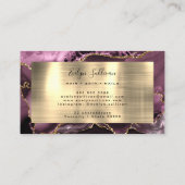 Dark Mauve Gold Foil Agate Business Card Visitenkarte (Rückseite)