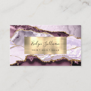 Dark Mauve Lilac und Gold Agate Business Card Visitenkarte