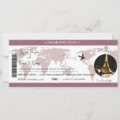 Dark Mauve Wedding Einladung Boarding Pass Ticket (Vorderseite)