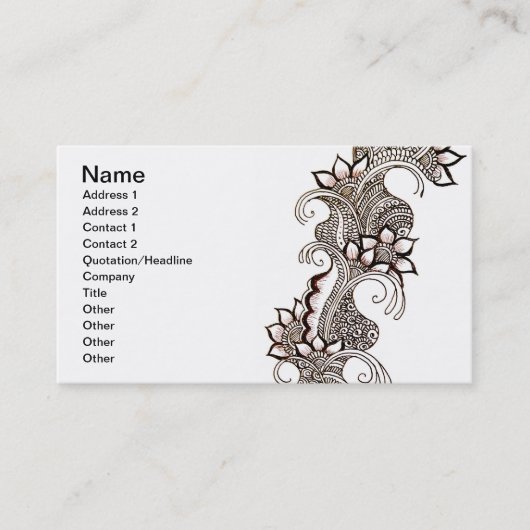 Dark Mehndi Business Card Visitenkarte (Vorderseite)