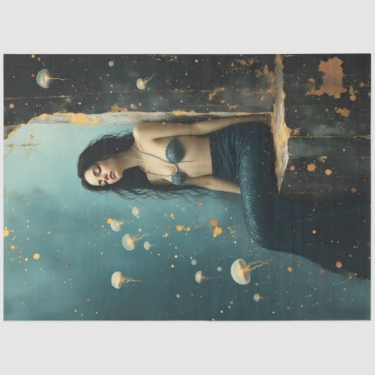Dark Mermaid Decoupage Paper Ocean Fantasy Seidenpapier (Vorderseite)