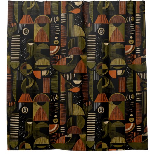 Dark Mid Century Geometric Pattern (1) Duschvorhang (Vorderseite)