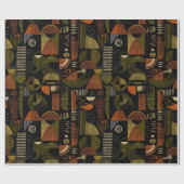 Dark Mid Century Geometric Pattern (1) Geschenkpapier (Flach)