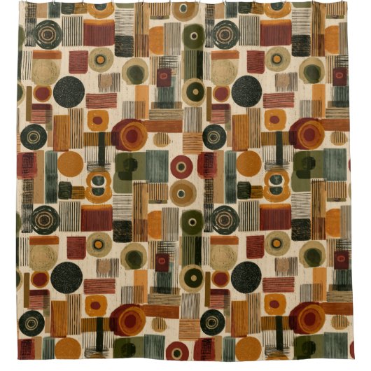 Dark Mid Century Geometric Pattern (2) Duschvorhang (Vorderseite)