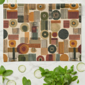 Dark Mid Century Geometric Pattern (2) Geschirrtuch (Gefaltet)