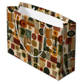 Dark Mid Century Geometric Pattern (2) Große Geschenktüte (Rückseite Schrägansicht)