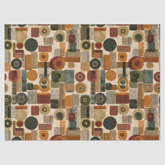 Dark Mid Century Geometric Pattern (2) Seidenpapier (Vorderseite)