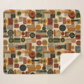 Dark Mid Century Geometric Pattern (2) Sherpadecke (Vorderseite (Horizontal))