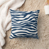 Dark Midnight Blue Zebra Print Kissen (Decke)